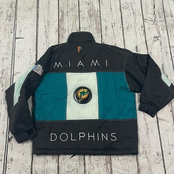 Vintage 1990s Miami Dolphins 90s Pro Players NFL Football Zip Up Jacket - Picture 5 of 13